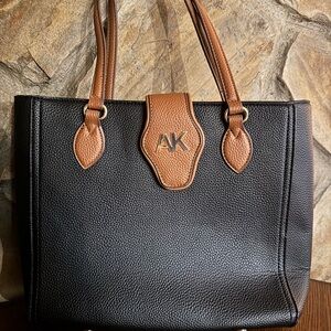 Anne Klein Black and Tan Tote Bag